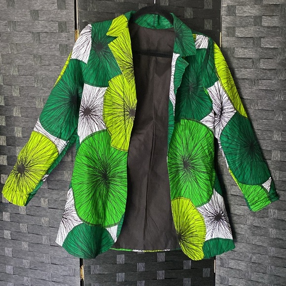 Green Print Blazer & Skirt Matching Sets - Picture 8 of 9